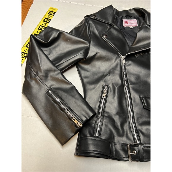 Celeb Leather Jacket Women's Small Patched Zippers Belt Black South Side Serpent - Picture 8 of 12